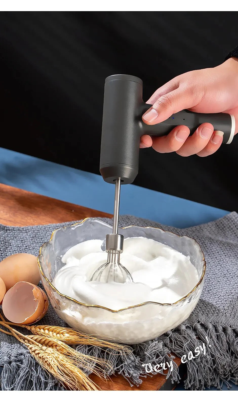 Wireless Electric Food Mixer - Portable 3 Speeds Egg Beater