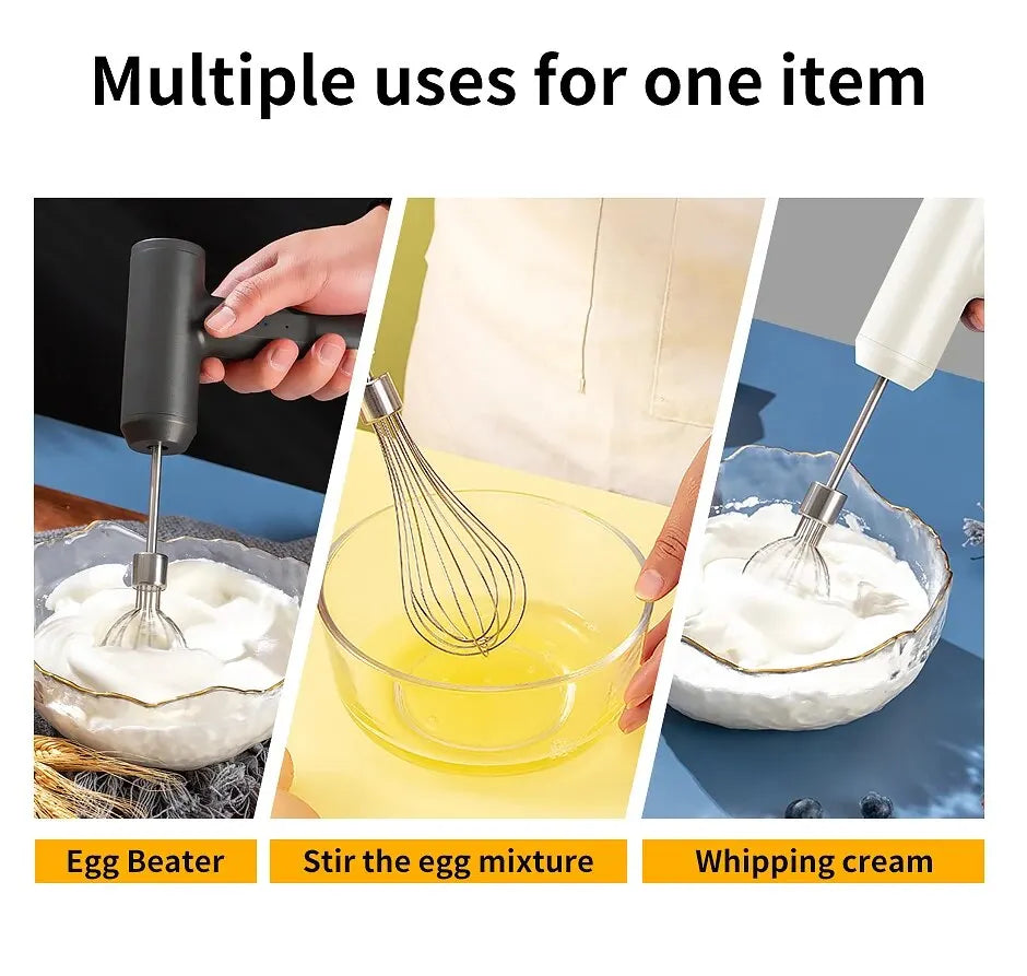 Wireless Electric Food Mixer - Portable 3 Speeds Egg Beater
