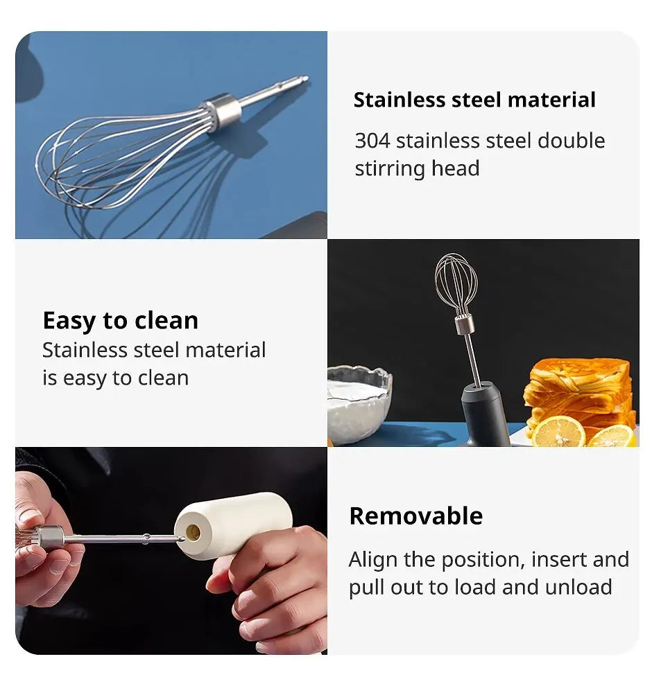 Wireless Electric Food Mixer - Portable 3 Speeds Egg Beater